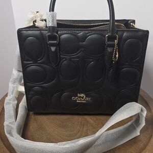 Coach Small Maggie tote Black Embossed Leather Satchel with Gold Hardware NWOT